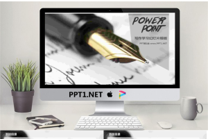 钢笔背景的教育学习PPT模板.pptx[共9张]